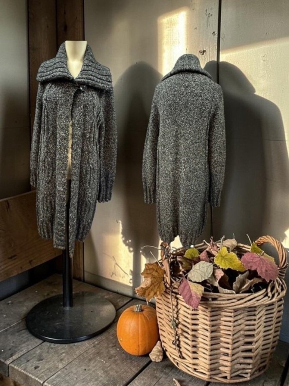 Calvin Klein,Woman,Long Sweater Coat,Gray Dark,Sz L,,Cotton,Acrylic,Long Sleeve!